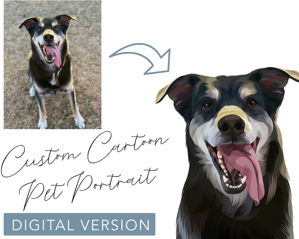 Custom Hand-Drawn Cartoon Pet Portrait