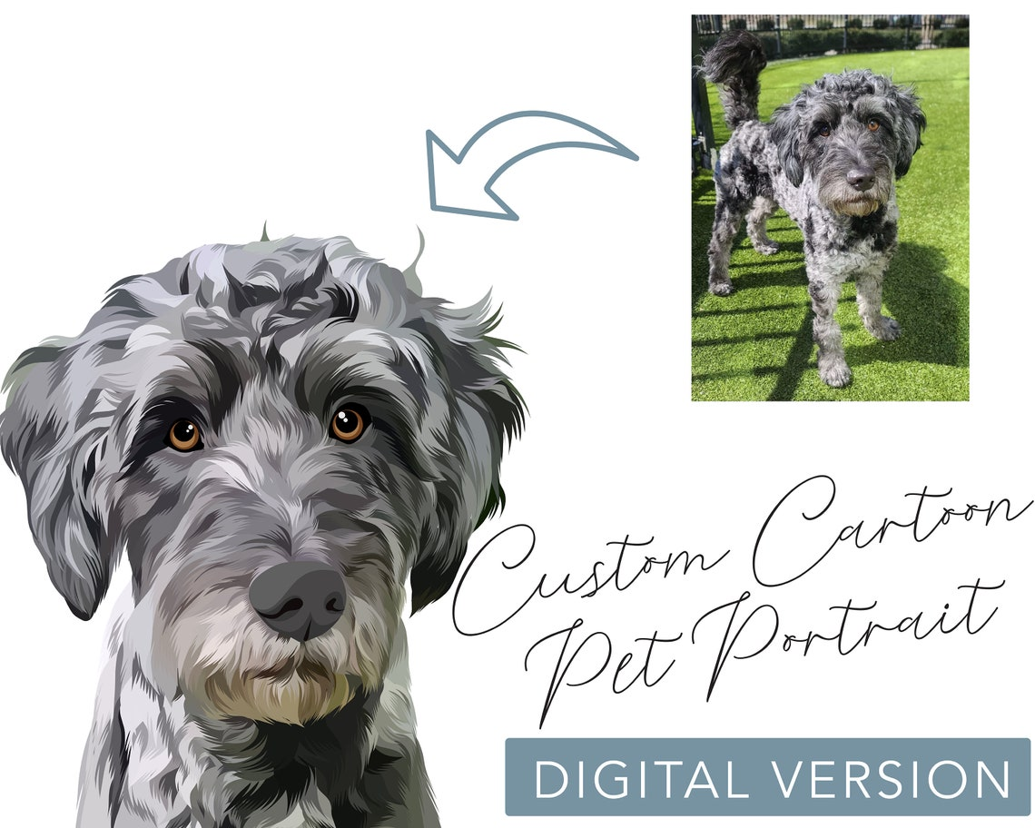 Custom Hand-Drawn Cartoon Pet Portrait