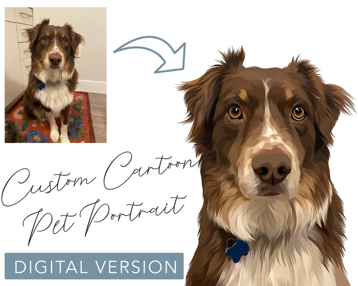 Custom Hand-Drawn Cartoon Pet Portrait