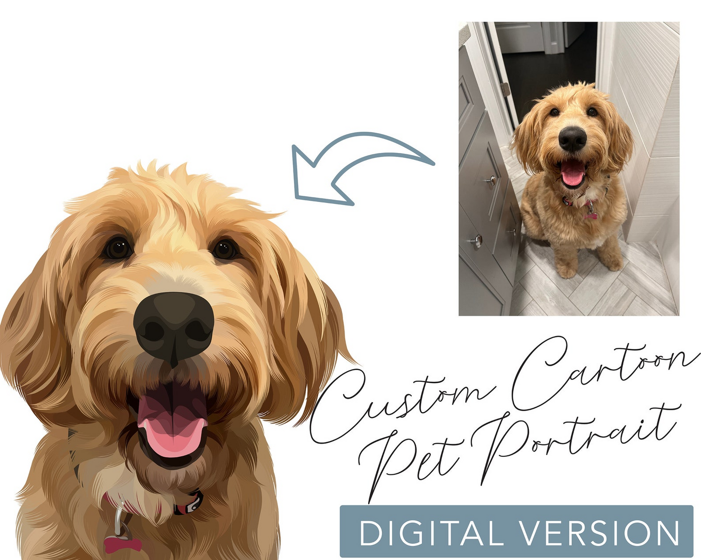 Custom Hand-Drawn Cartoon Pet Portrait